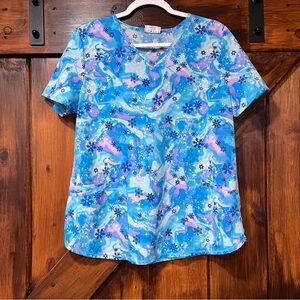 ScrubStar winter snowflake scrub top